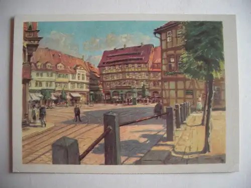 Alte AK Alt Halberstadt Walter Gemm Der Fischmarkt [aA606]