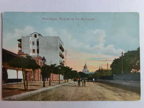 Alte AK Port Said Rue de la Cie. Du Canal Ägypten [aK936]