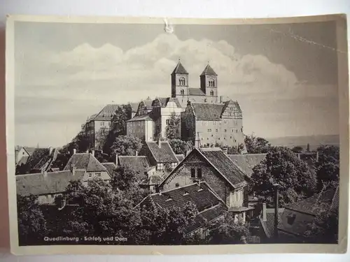 Alte AK Quedlinburg Schloß und Dom (beschädigt) [aA172]