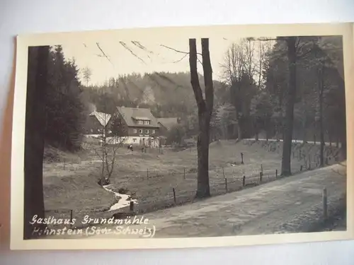 Alte AK Fotokarte Hohnstein Gasthaus Grundmühle [aA218]