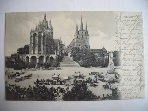 Alte AK Erfurt Dom mit Markt 1905 [E1017]