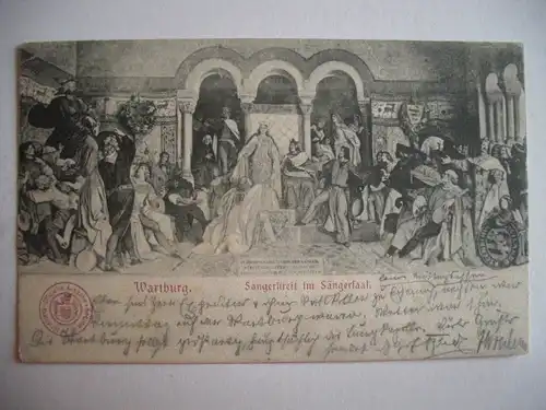 Alte AK Eisenach Wartburg Sängerstreit im Sängersaal 1903 [E235]