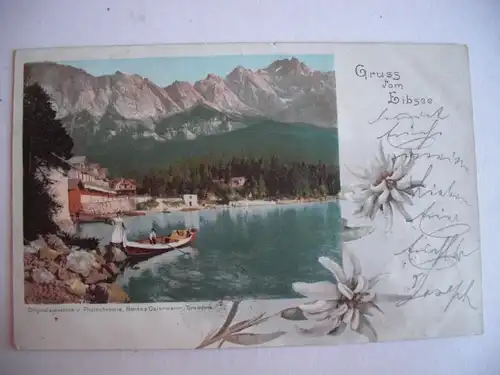 Alte AK Garmisch Partenkirchen Eibsee um 1900 Edelweiss [E1054]