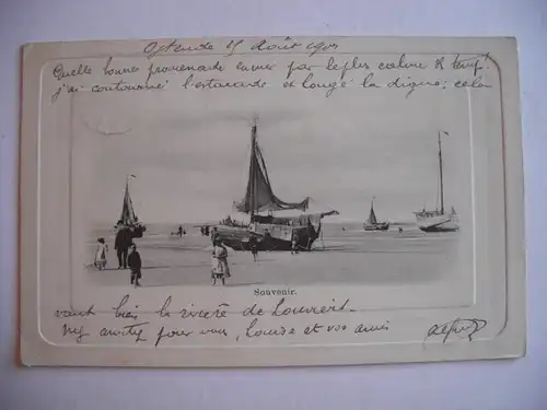 Alte AK Segelboote Strand unbekannter Ort um 1900 [F1203]