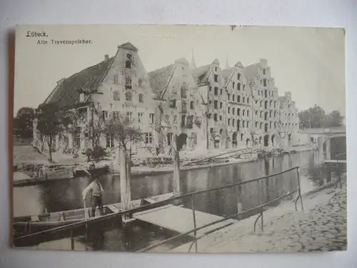 Alte AK Lübeck Alte Travenspeicher um 1910 [P784]