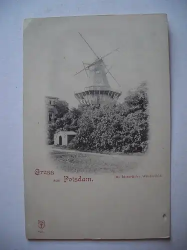 Alte AK Potsdam Historische Windmühle um 1900 (Karte beschädigt) [E381]