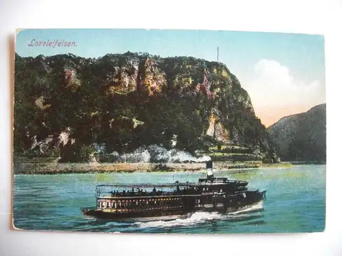 Alte AK Loreleifelsen Rhein Dampfschiff Schifffahrt um 1920 [E353]