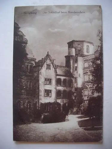Alte AK Heidelberg Schloß bei Mondenschein Mondscheinkarte 1922 [T29]