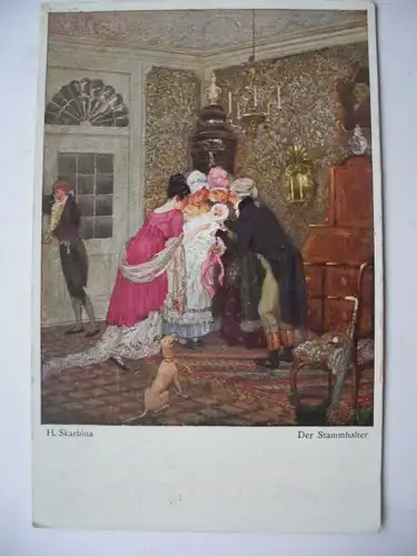 Alte AK Künstlerkarte H. Skarbina Der Stammhalter [aE68]