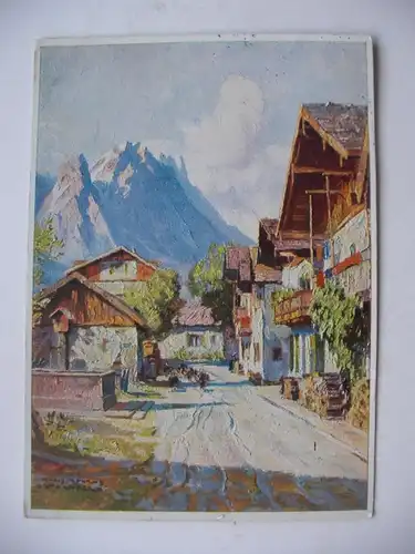 Alte AK Garmisch Partenkirchen H. Maurus Gemäldekarte [aE182]