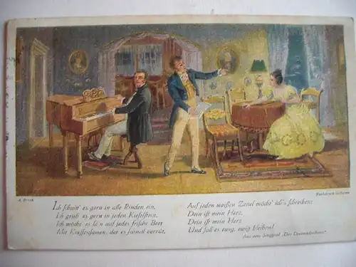 Alte AK Künstlerkarte Dreimäderlhaus Musik Klavier Sänger Lied [aE268]