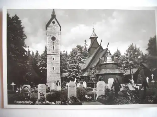 Alte AK Riesengebirge Kirche Wang Krkonose Brückenberg [aE292]