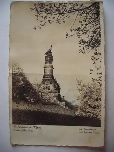 Alte AK Rüdesheim Nationaldenkmal Niederwald (knickfaltig) [aE310]