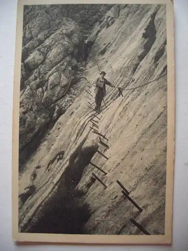 Alte AK Zugspitze Höllental Am Brett Bergsteiger [aE378]