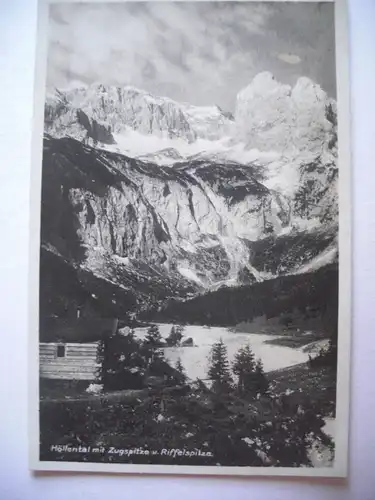 Alte AK Höllental mit Zugspitze u. Riffelspitze [aE415]