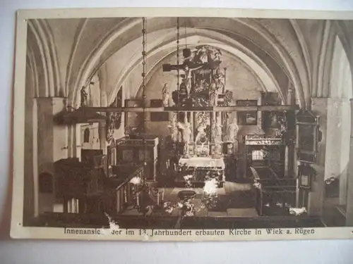 Alte AK Wiek Rügen Innenansicht Kirche [aE423]