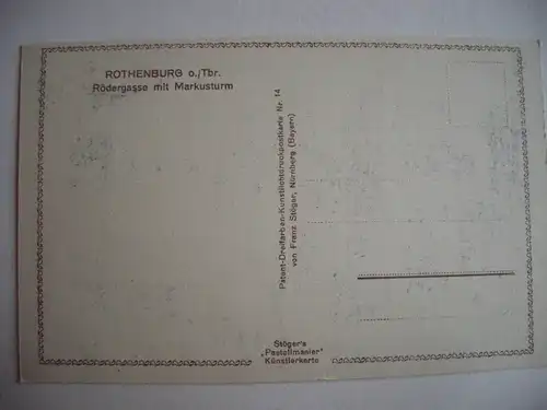 Alte AK Rothenburg Tauber Rödergasse Markusturm [aE432]