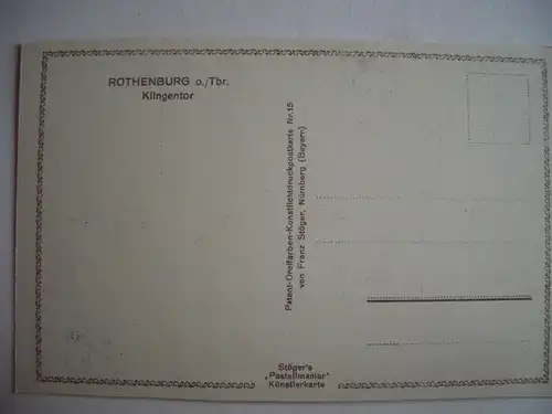 Alte AK Rothenburg Tauber Klingentor [aE435]