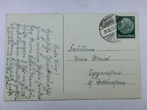 Alte AK Grußkarte Neujahr Korb Tannenzweige 1933 [aX924]