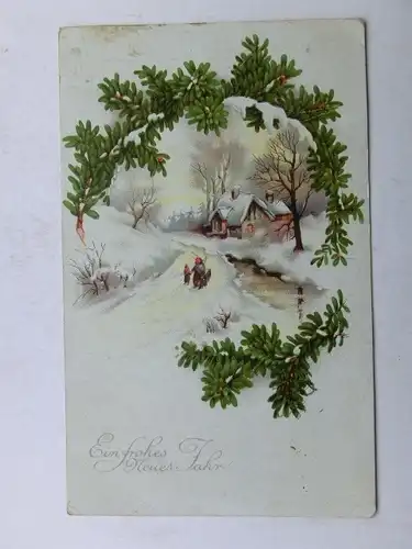 Alte AK Grußkarte Neujahr Winterlandschaft um 1920 [aX926]