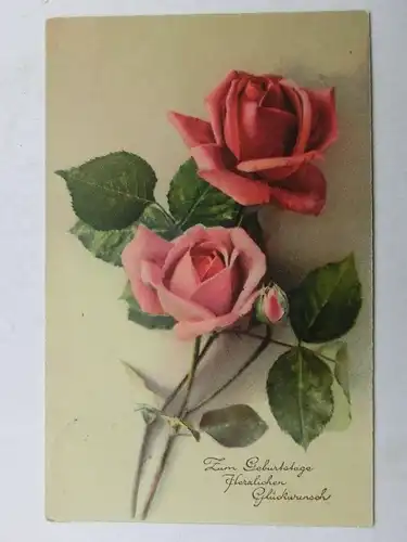 Alte AK Grußkarte Geburtstag Rosen 1936 [aX945]