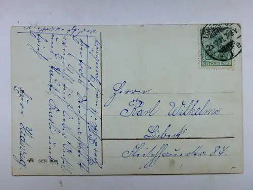 Alte AK Grußkarte Weihnachten Mond Tannenzweige 1911 [aX958]