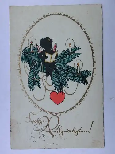 Alte AK Grußkarte Weihnachten Engel Tannenzweig Herz 1934 [aX964]