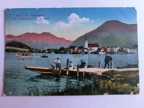 Alte AK Egern Tegernsee Tracht Kahn Boot um 1925 [aU296]