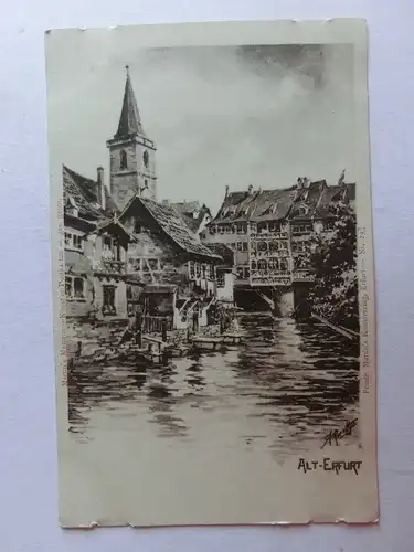 Alte AK Erfurt Alt-Erfurt Gemäldekarte um 1910 [aU305]