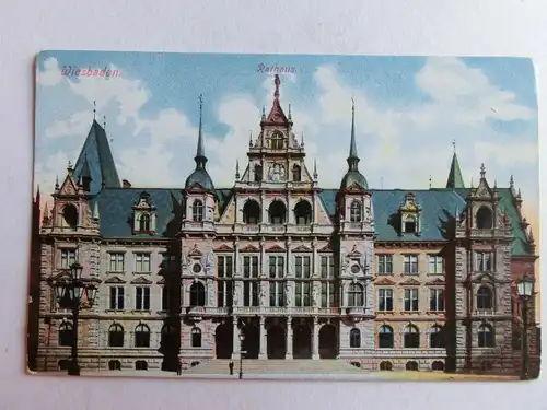 Alte AK Wiesbaden Rathaus um 1925 [aU324]