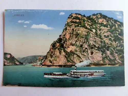 Alte AK Loreley Rhein Schifffahrt um 1925 [aU328]