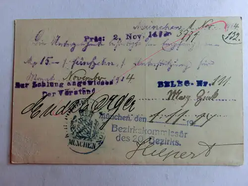 Alte AK Ganzsache Bayern 1914 Stemp.   München [aU338]