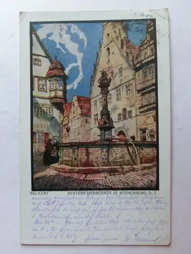 Alte AK Gemäldekarte Rothenburg Tauber Beckert 1919 [aU264]