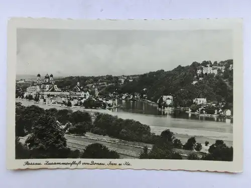 Alte AK Passau Zusammenfluss Donau Ilz Inn 1943 [aX364]