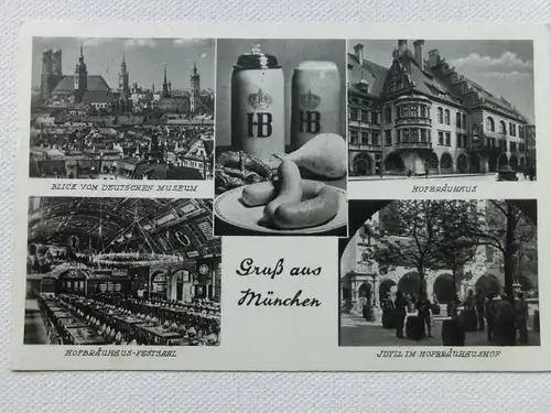 Alte AK München Mehrbildkarte Bierkrug Weisswurst Hofbräuhaus [aX914]