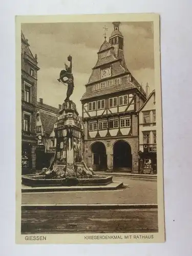 Alte AK Giessen Kriegerdenkmal Rathaus 1923 [aO1327]