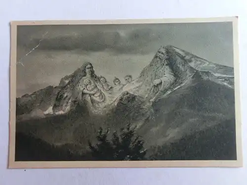 Alte AK Berchtesgaden Berggesicht Sage Watzmann [aO1236]