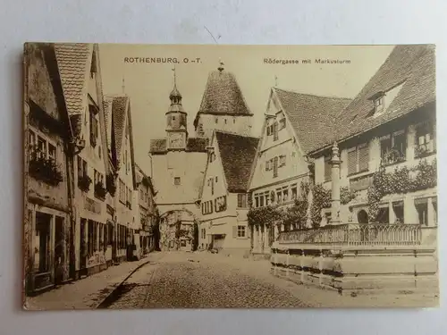 Alte AK Rothenburg Rödergasse m. Markusturm um 1920 [aO1153]