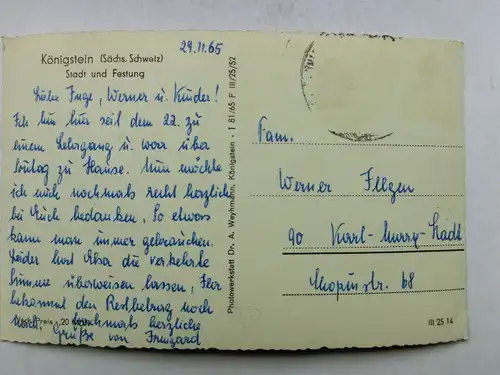 Alte AK Königstein Stadt u. Festung [aX869]