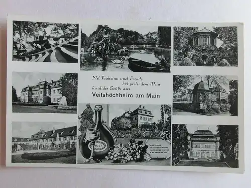 Alte AK Veitshöchheim Mehrbildkarte Wein um 1950 [aX633]