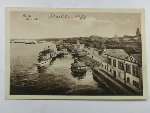 Alte AK Mainz Rheinpartie 1924 [aX412]