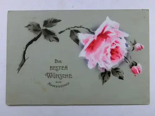 Alte AK Grußkarte Namenstag Rose um 1920 [aX424]