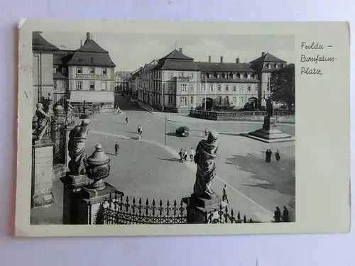 Alte AK Fulda Bonifatius Platz 1953 [aX623]