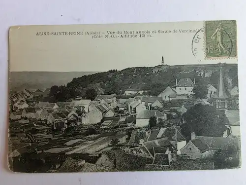 Alte AK Alise Sainte Reine Vue du Mont Auxois et Statue… [aM796]