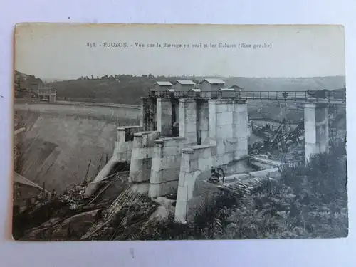 Alte AK Eguzon Vue sur le Barrage en aval et les Ecluses [aM653]