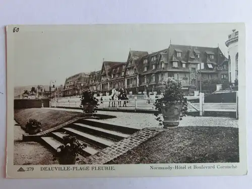 Alte AK Deauville Plage Fleurie Normandy Hotel [aM564]