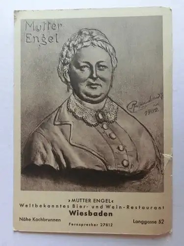 Alte AK Wiesbaden Mutter Engel (m. Einriss) [1268]