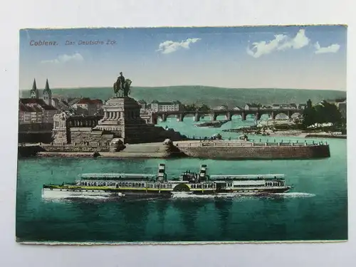 Alte AK Koblenz Dampfer Deutsches Eck [A1596]