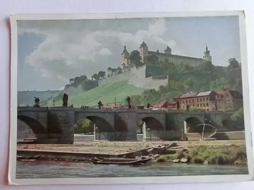 Alte AK Würzburg Alte Mainbrücke mit Festung [1167]