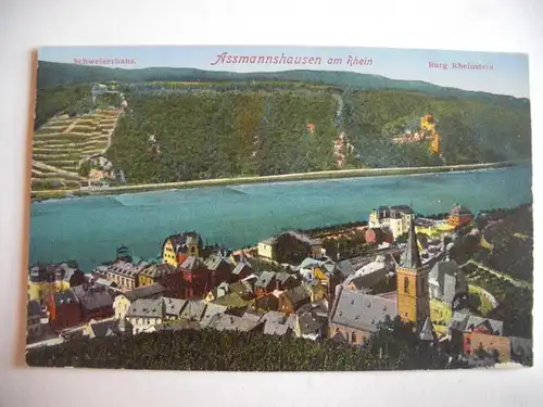 Alte AK Assmannshausen Schweizerhaus Burg Rheinstein [aF145]